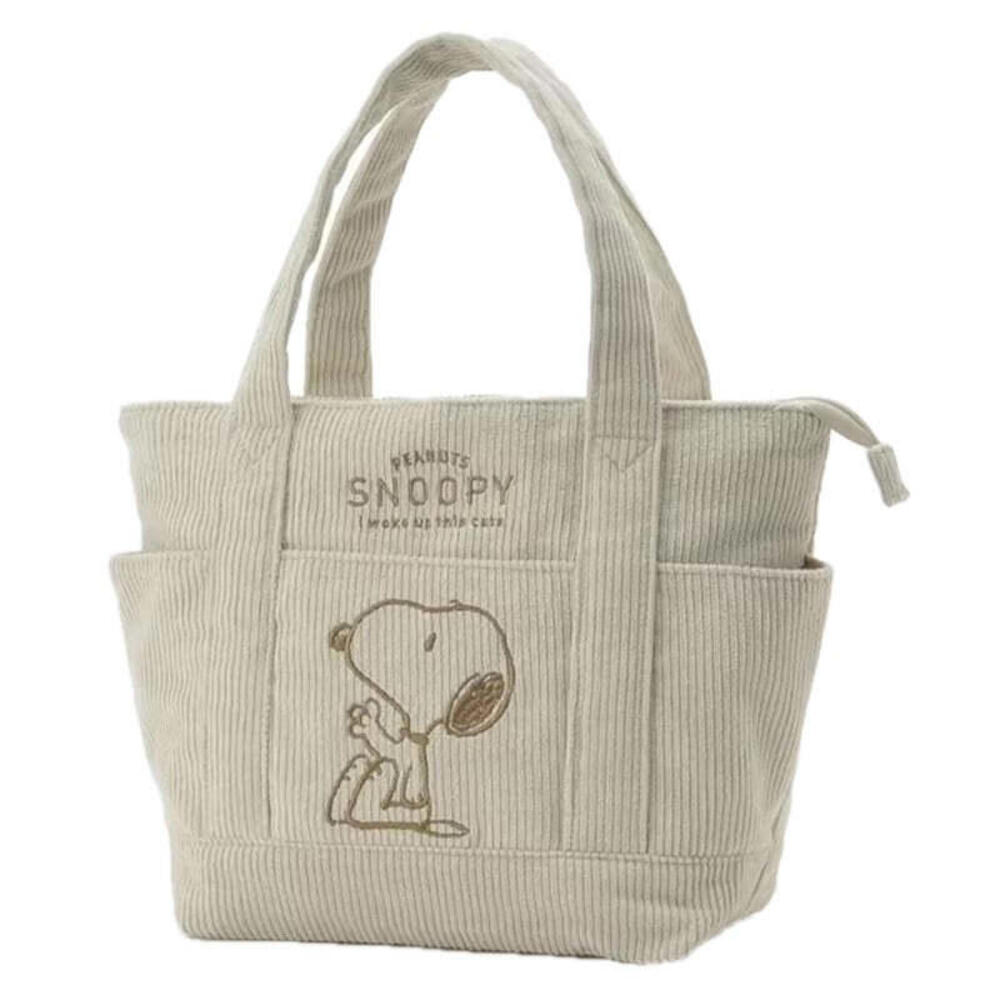Corduroy Tote Bag with Zipper – Casual Shoulder Handbag with Spacious Capacity